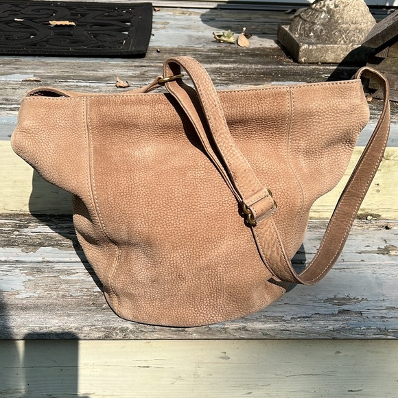 Coach Y2K Vintage Pebbled Leather Tan Tote Hobo Boho Hippie NuBuck Suede Handbag - Picture 5 of 16